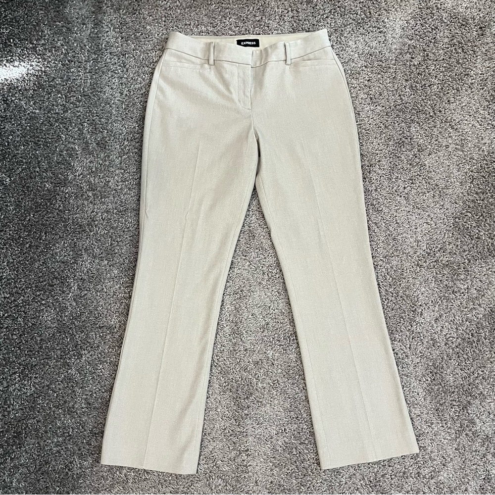 Express Women’s Light Beige Dress Pants - Columnist Barely Boot Mid Rise Size 8